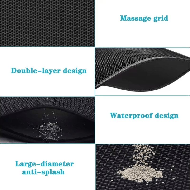 Cat Litter Mat Double Layer Waterproof Pet Pad With NonSlip Sand Catcher Washable Clean Mat 4