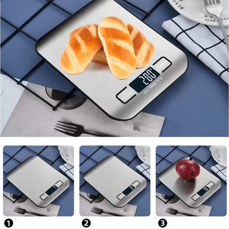 5000 G Digital Kitchen Scale LCD Food Weighing Scale With Stainless Steel Electronic Scale Panel F 2
