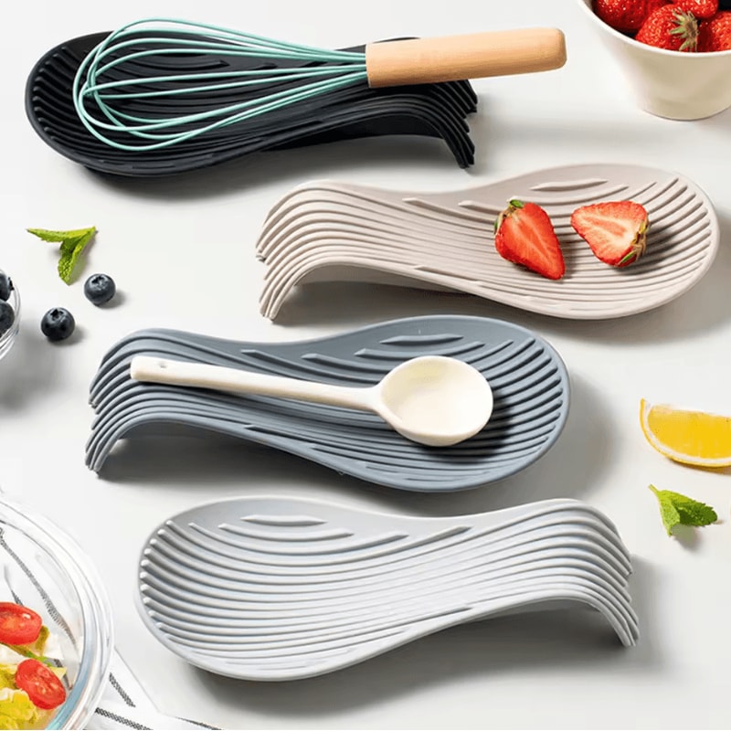 14 Pcs Silicone Spoon Holder Heat Resistant Kitchen Placemat Insulated Cutlery Holder Tool Set 0