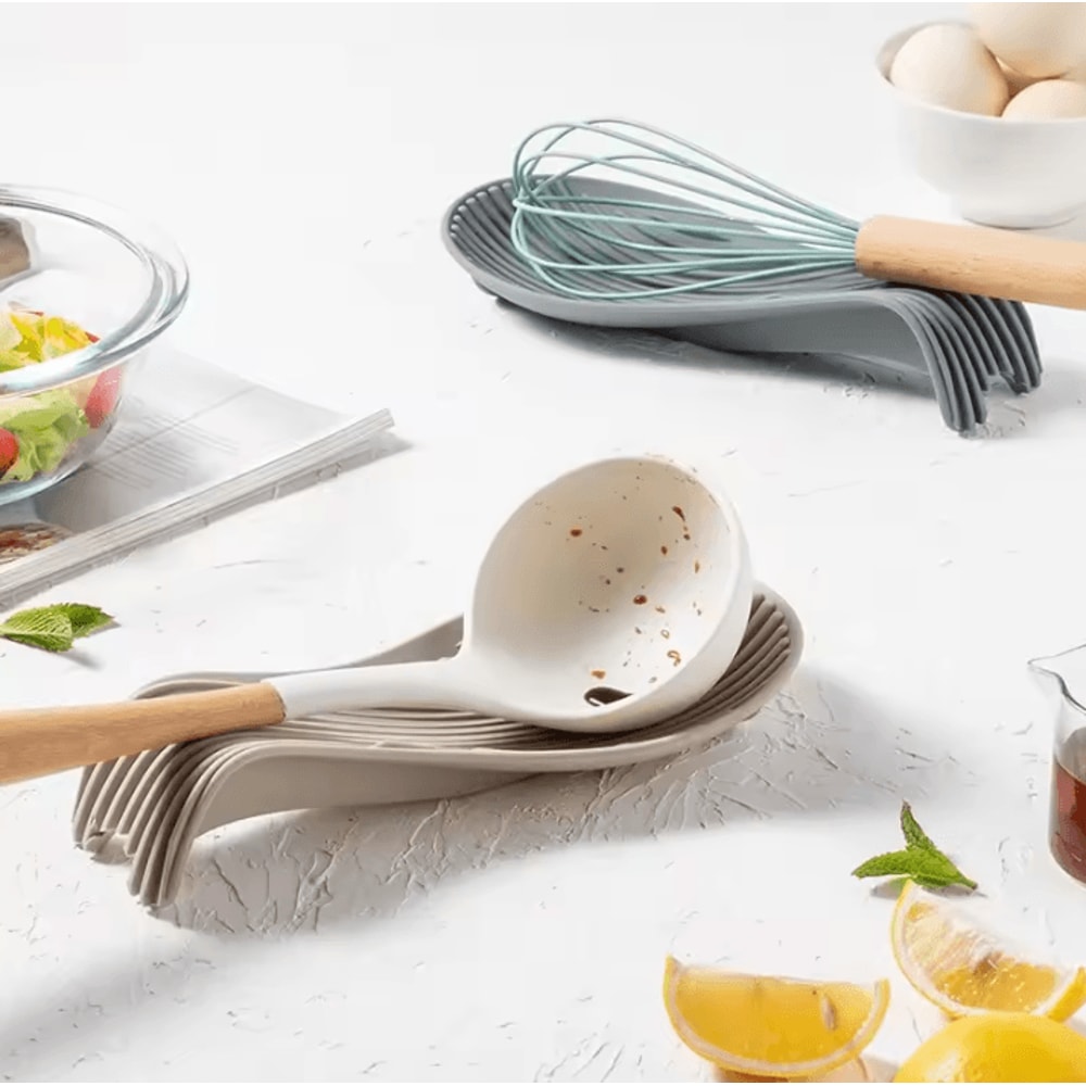 14 Pcs Silicone Spoon Holder Heat Resistant Kitchen Placemat Insulated Cutlery Holder Tool Set 1