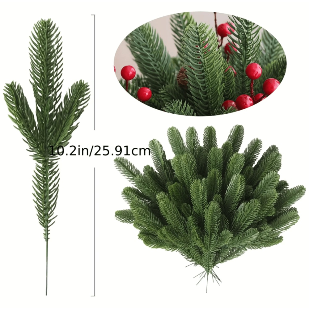 20 Pcs Artificial Pine Branches Christmas Tree Decoration And DIY Holiday Greenery For Winter Table 4