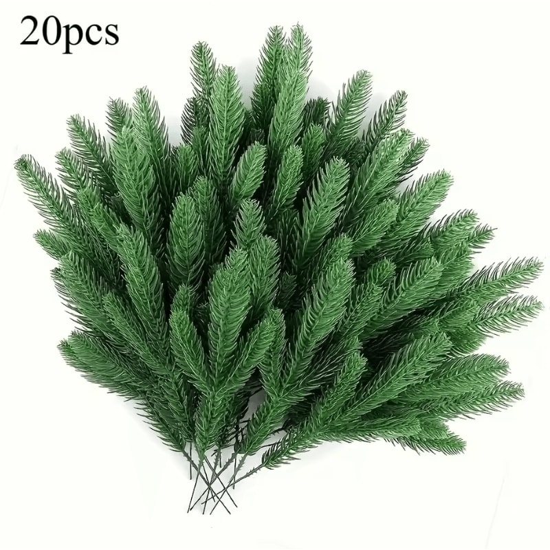 20 Pcs Artificial Pine Branches Christmas Tree Decoration And DIY Holiday Greenery For Winter Table 5