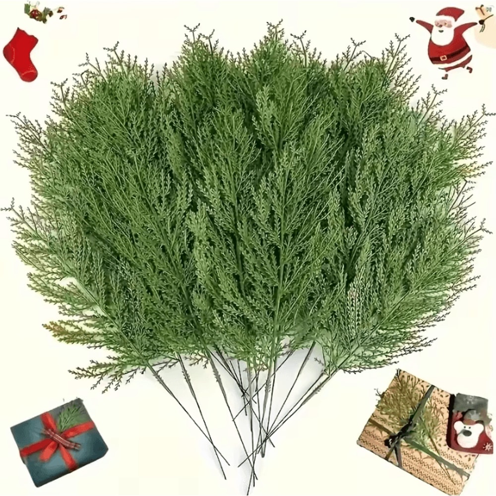 24 Pcs Artificial Pine Branches Christmas Evergreen Sprays For DIY Holiday Greenery And Christmas S 0