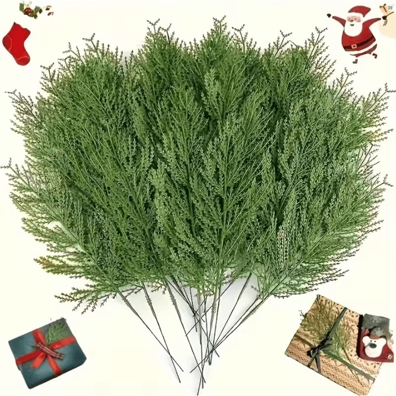 24 Pcs Artificial Pine Branches Christmas Evergreen Sprays For DIY Holiday Greenery And Christmas S 0