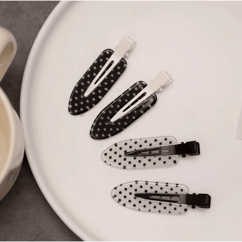 Black White Acrylic Hair Clips With Polka Dot Design Polka Dot Hair Accessories And Minimalist Hair 1