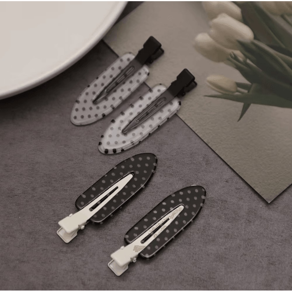 Black White Acrylic Hair Clips With Polka Dot Design Polka Dot Hair Accessories And Minimalist Hair 4