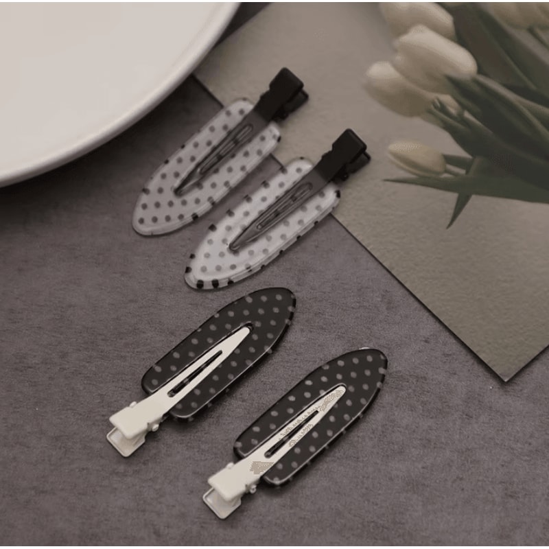 Black White Acrylic Hair Clips With Polka Dot Design Polka Dot Hair Accessories And Minimalist Hair 4