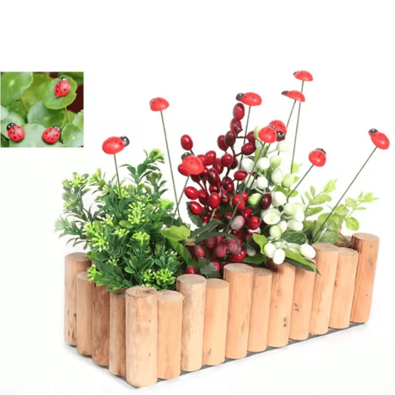 10 Pcs Garden Decorative Stakes Wooden Ladybug Outdoor Yard Decorations And Festival Garden Ornamen 1