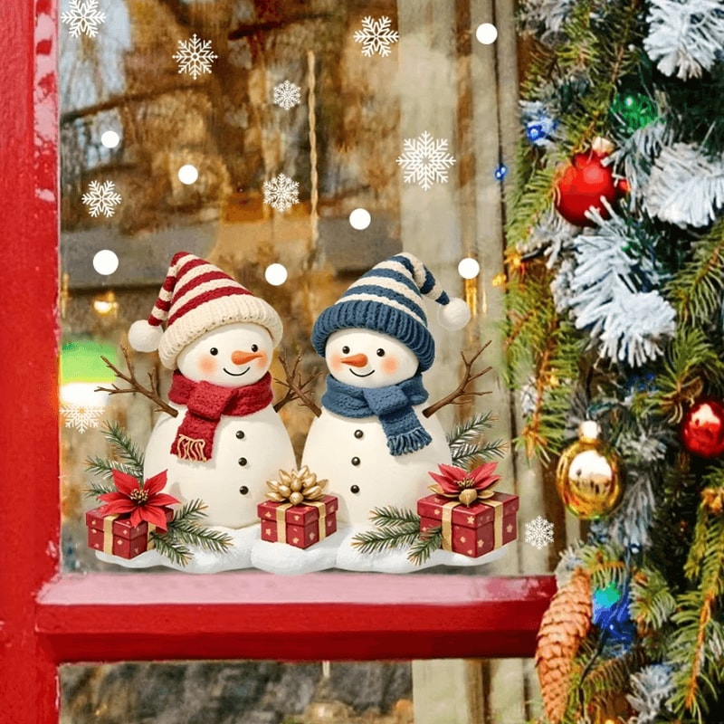 Christmas Window Clings Snowman Static Cling Decal For Holiday Home Office Storefront Windows 1