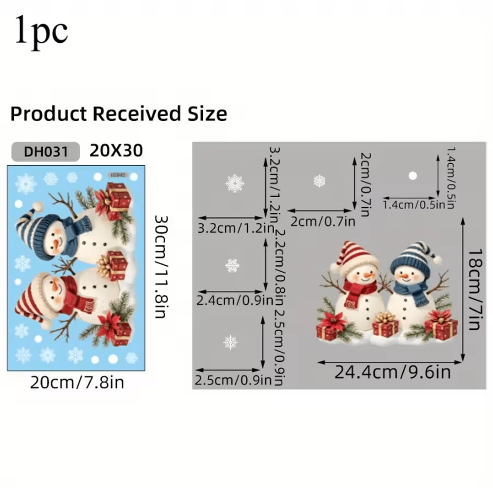 Christmas Window Clings Snowman Static Cling Decal For Holiday Home Office Storefront Windows 5