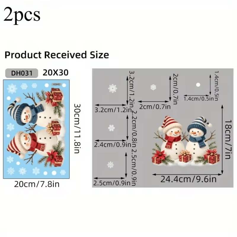Christmas Window Clings Snowman Static Cling Decal For Holiday Home Office Storefront Windows 6