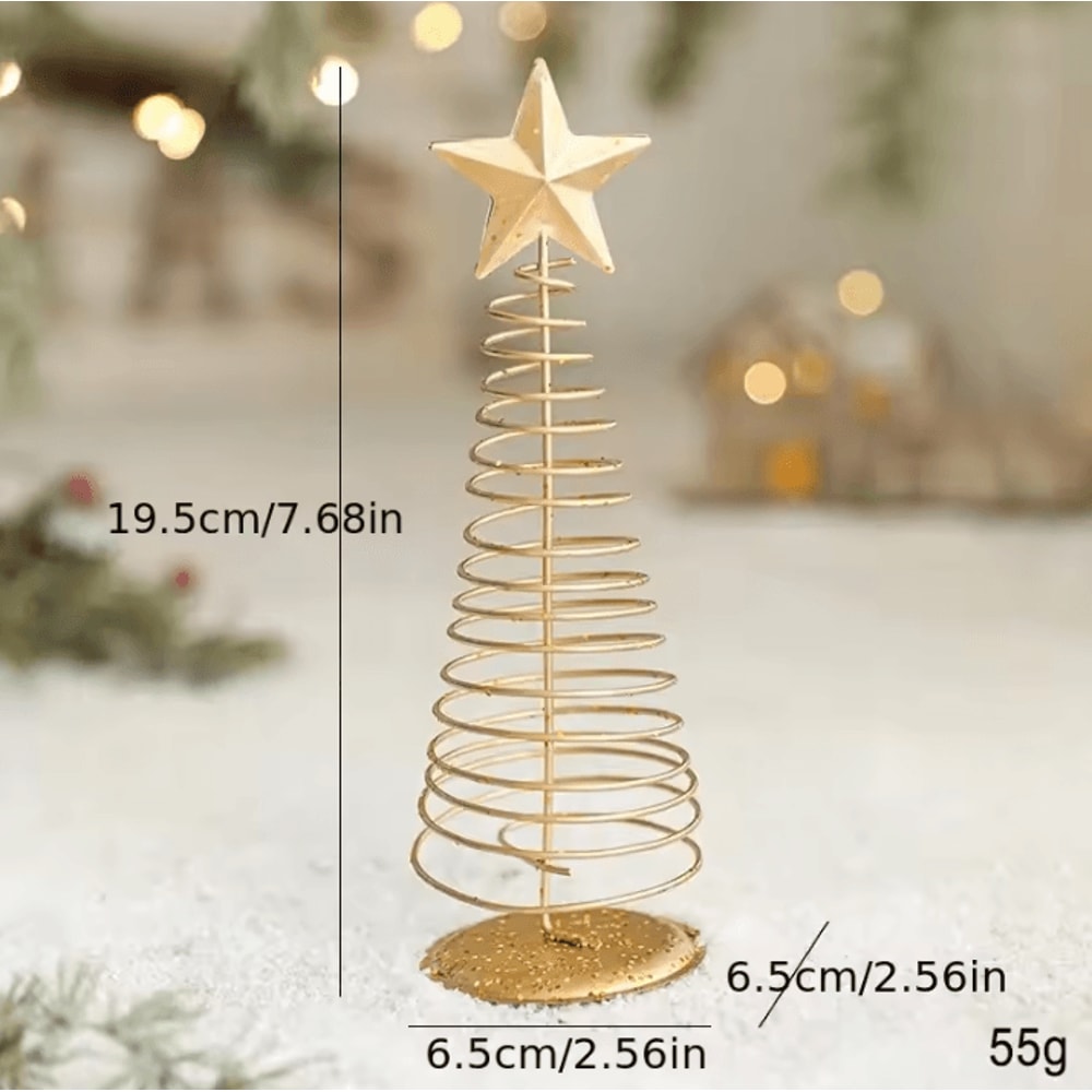 Iron Christmas Tree Ornament Golden Holiday Home Decoration Festive Tabletop Xmas Figurine 5