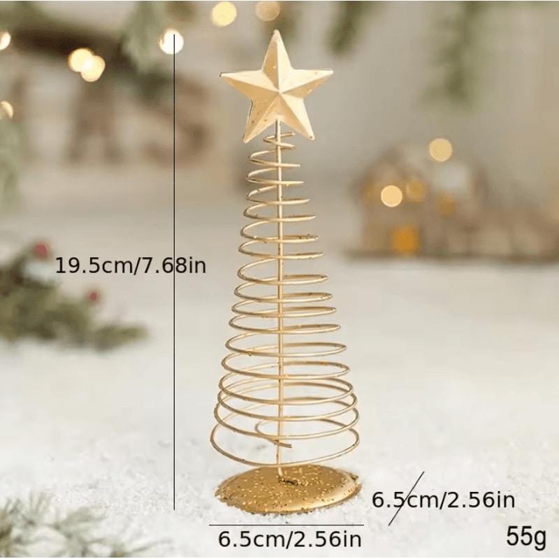 Iron Christmas Tree Ornament Golden Holiday Home Decoration Festive Tabletop Xmas Figurine 5