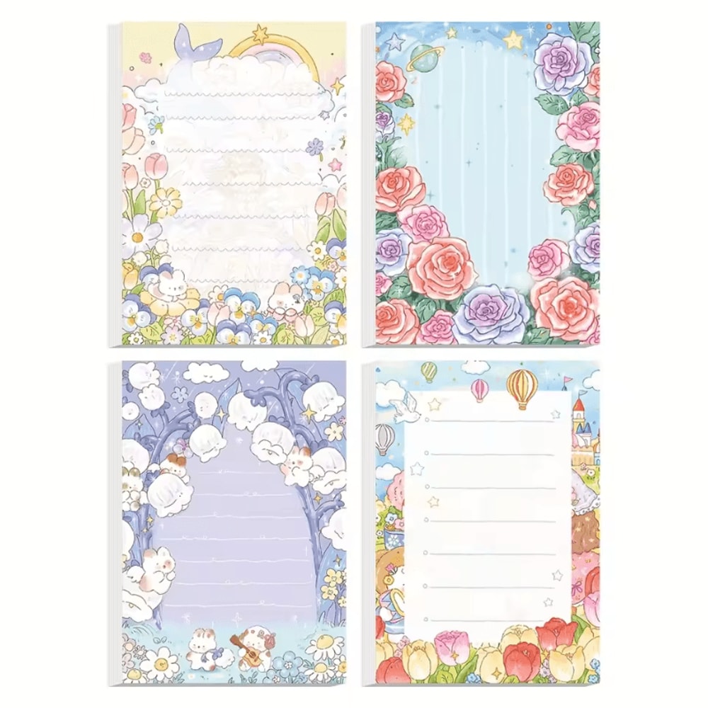 4 Pcs Dream Garden Memo Pad Stationery Thick Paper Message Pads For Home Office And School 2