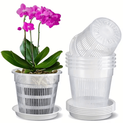 mesh flower pot root control transparent planter, breathable orchid pot with drainage hole