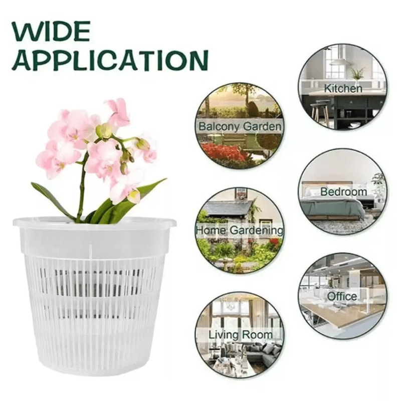 Mesh Flower Pot Root Control Transparent Planter Breathable Orchid Pot With Drainage Hole 3