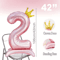 Elegant 40 Inch Number Balloons Princess Birthday Balloons With Pink Crown Balloons For Party Deco 5