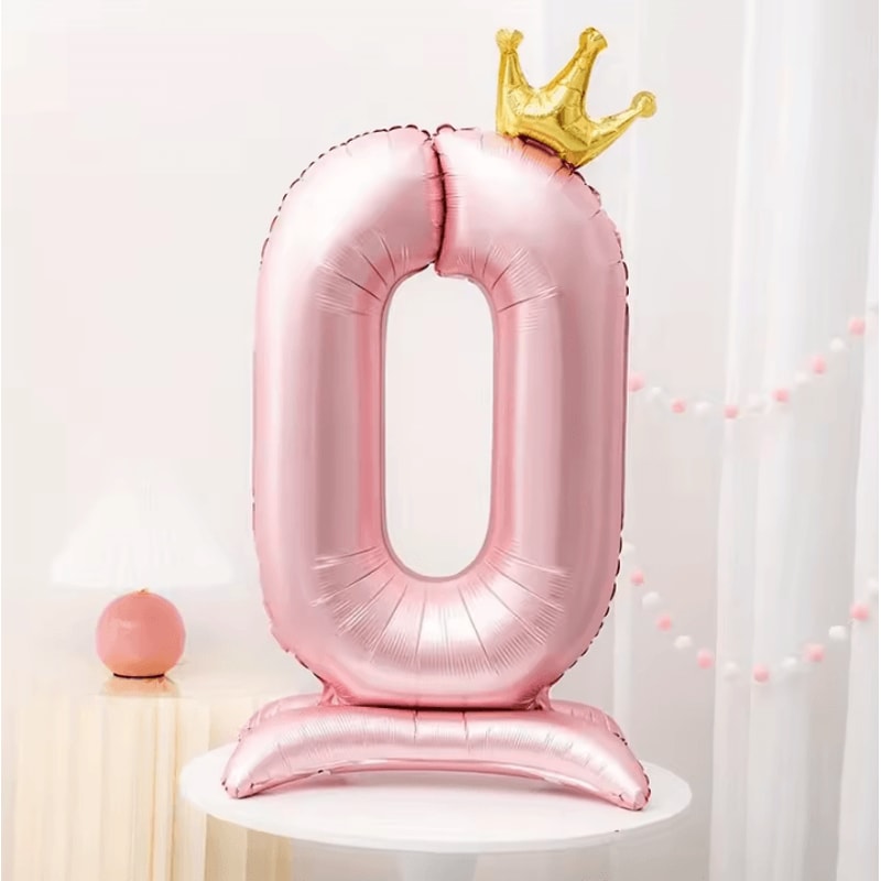 Elegant 40 Inch Number Balloons Princess Birthday Balloons With Pink Crown Balloons For Party Deco 6