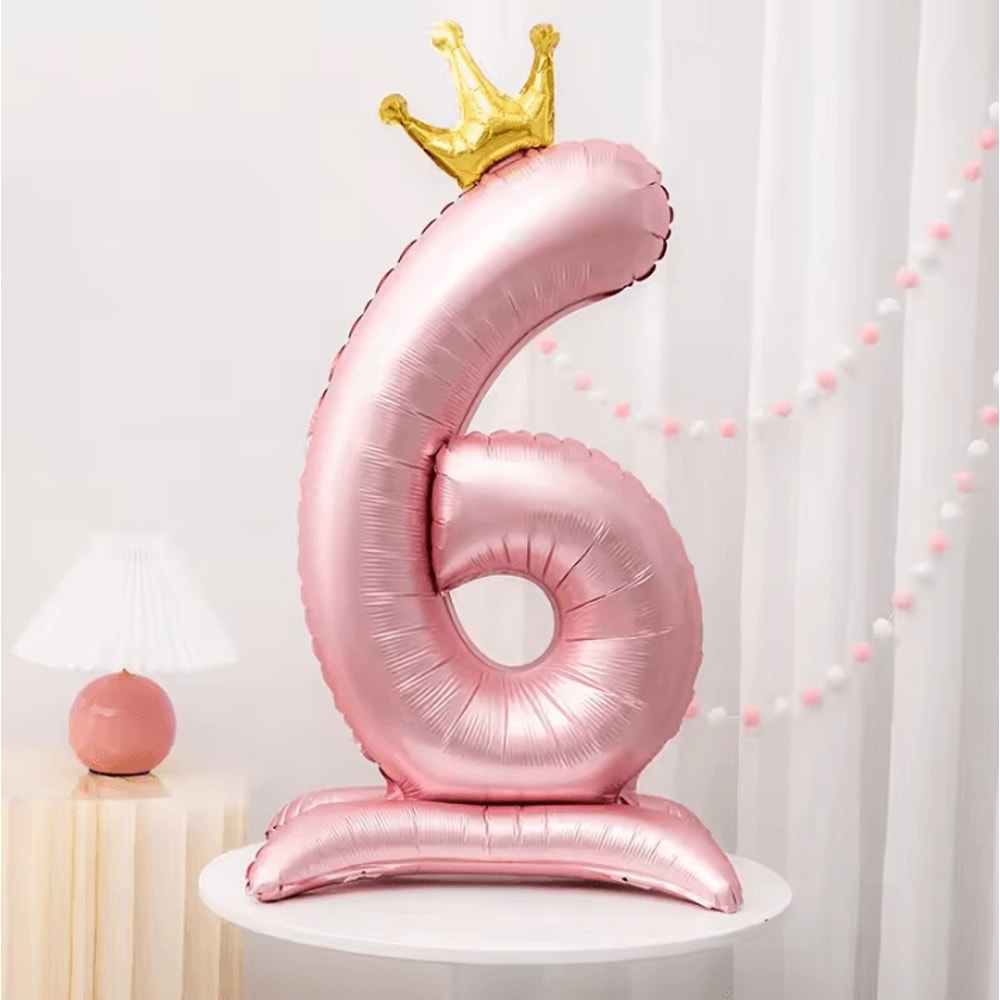 Elegant 40 Inch Number Balloons Princess Birthday Balloons With Pink Crown Balloons For Party Deco 12
