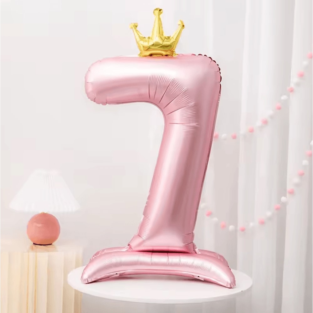 Elegant 40 Inch Number Balloons Princess Birthday Balloons With Pink Crown Balloons For Party Deco 13