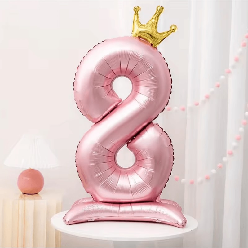 Elegant 40 Inch Number Balloons Princess Birthday Balloons With Pink Crown Balloons For Party Deco 14