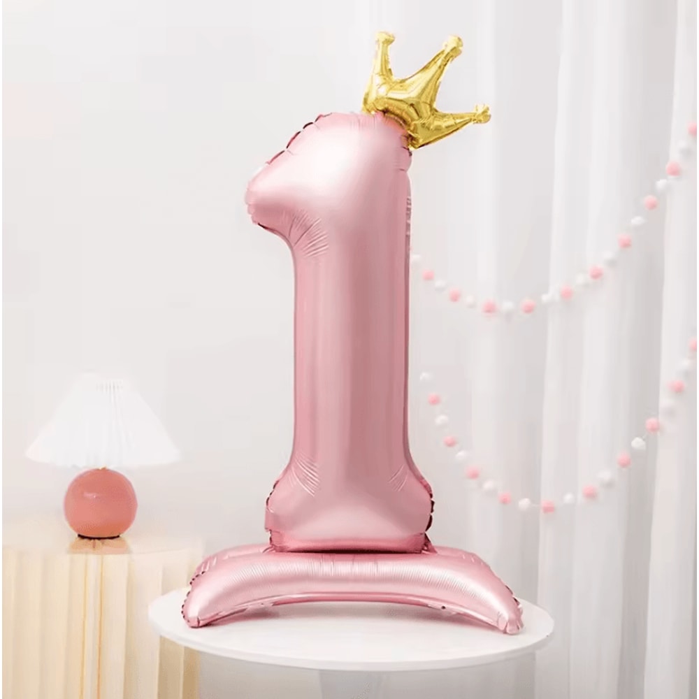 Elegant 40 Inch Number Balloons Princess Birthday Balloons With Pink Crown Balloons For Party Deco 7