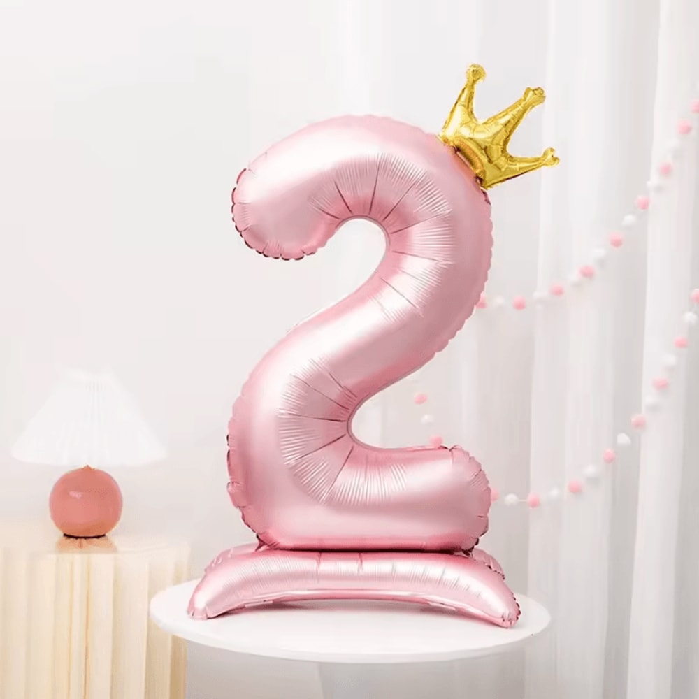 Elegant 40 Inch Number Balloons Princess Birthday Balloons With Pink Crown Balloons For Party Deco 8
