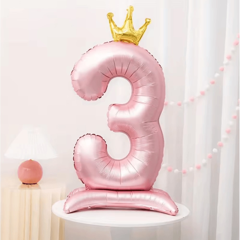 Elegant 40 Inch Number Balloons Princess Birthday Balloons With Pink Crown Balloons For Party Deco 9