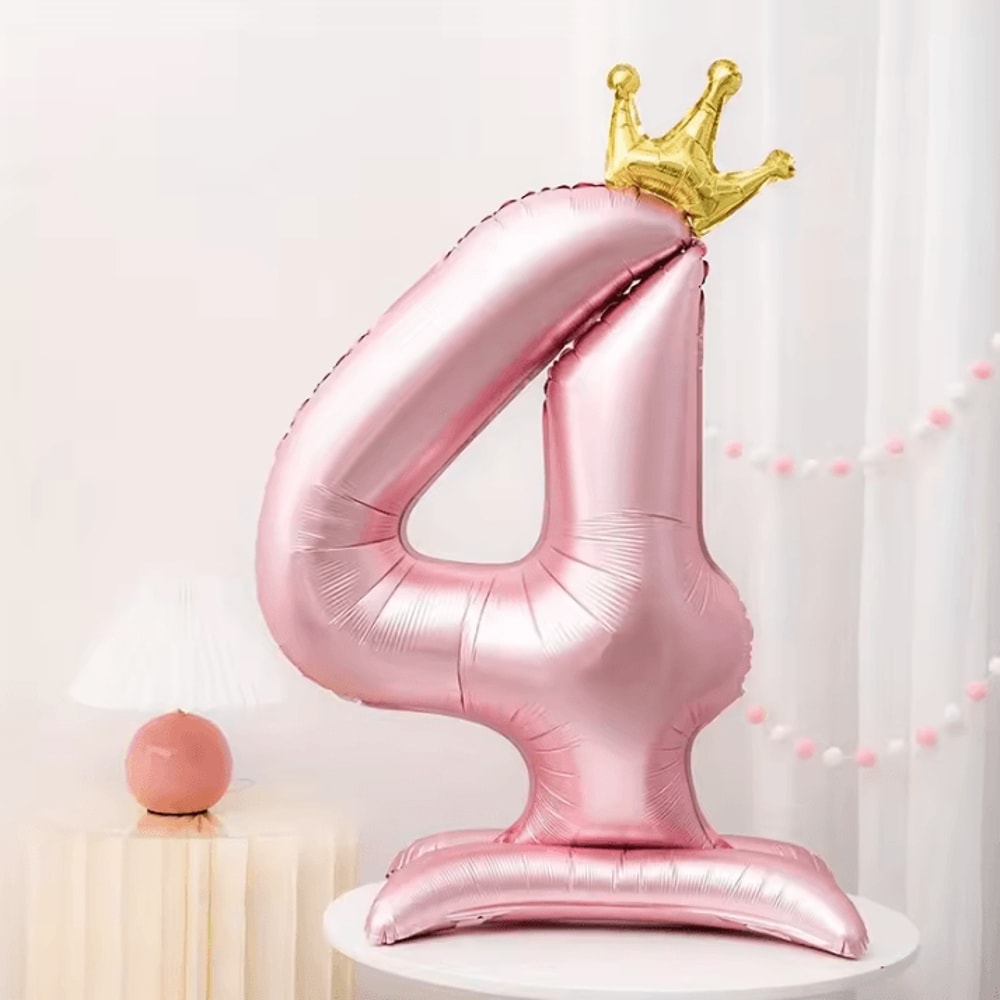Elegant 40 Inch Number Balloons Princess Birthday Balloons With Pink Crown Balloons For Party Deco 10