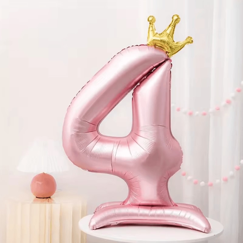 Elegant 40 Inch Number Balloons Princess Birthday Balloons With Pink Crown Balloons For Party Deco 10