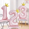 Elegant 40 Inch Number Balloons Princess Birthday Balloons With Pink Crown Balloons For Party Deco 0