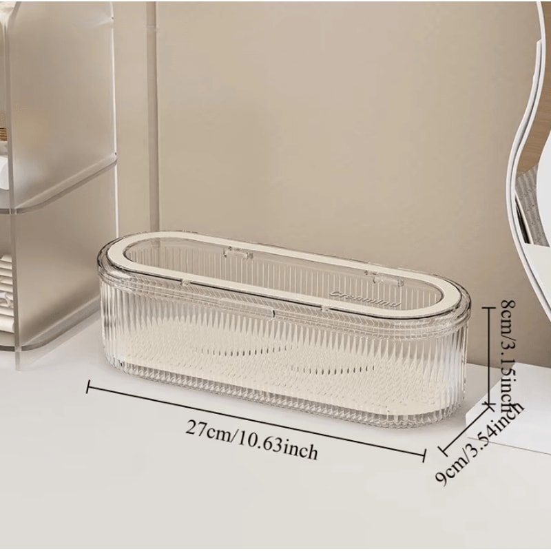 Clear Makeup Brush Organizer Acrylic Brush Holder With Lid Dustproof Cosmetic Storage Box For Vani 4