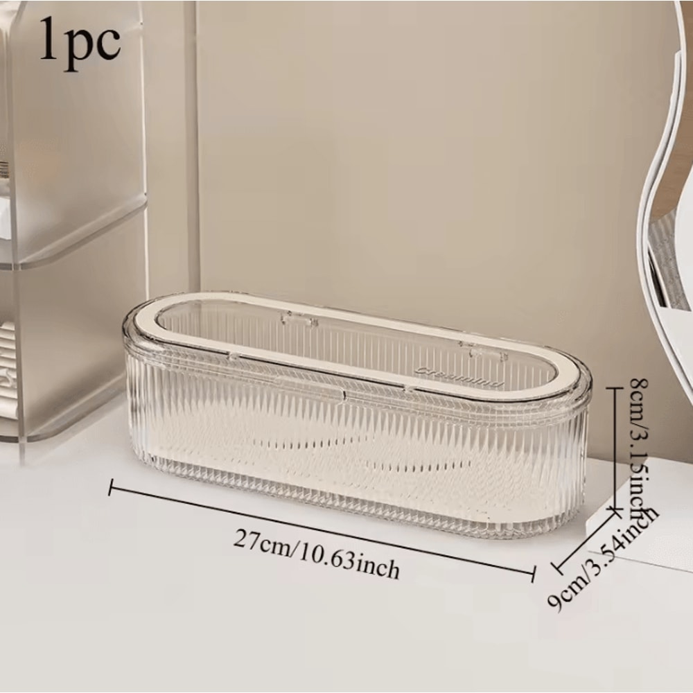 Clear Makeup Brush Organizer Acrylic Brush Holder With Lid Dustproof Cosmetic Storage Box For Vani 5