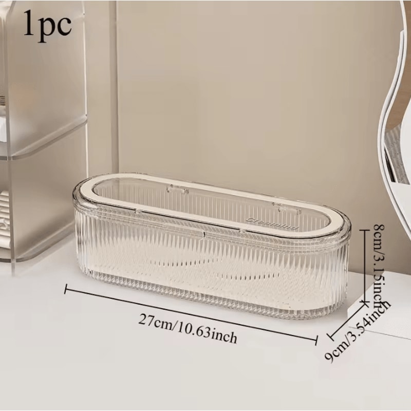 Clear Makeup Brush Organizer Acrylic Brush Holder With Lid Dustproof Cosmetic Storage Box For Vani 5