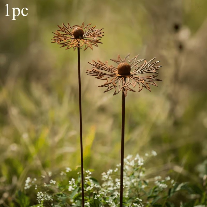 1PC Rustic Rustic Garden Stake Decorative Garden Art Bluebonnet Metal Yard Ornament For Outdoor Law 6