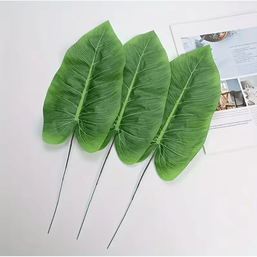 10PCS Artificial Banana Leaf Palm Branches Realistic Green Foliage Decoration For Wedding Christma 2