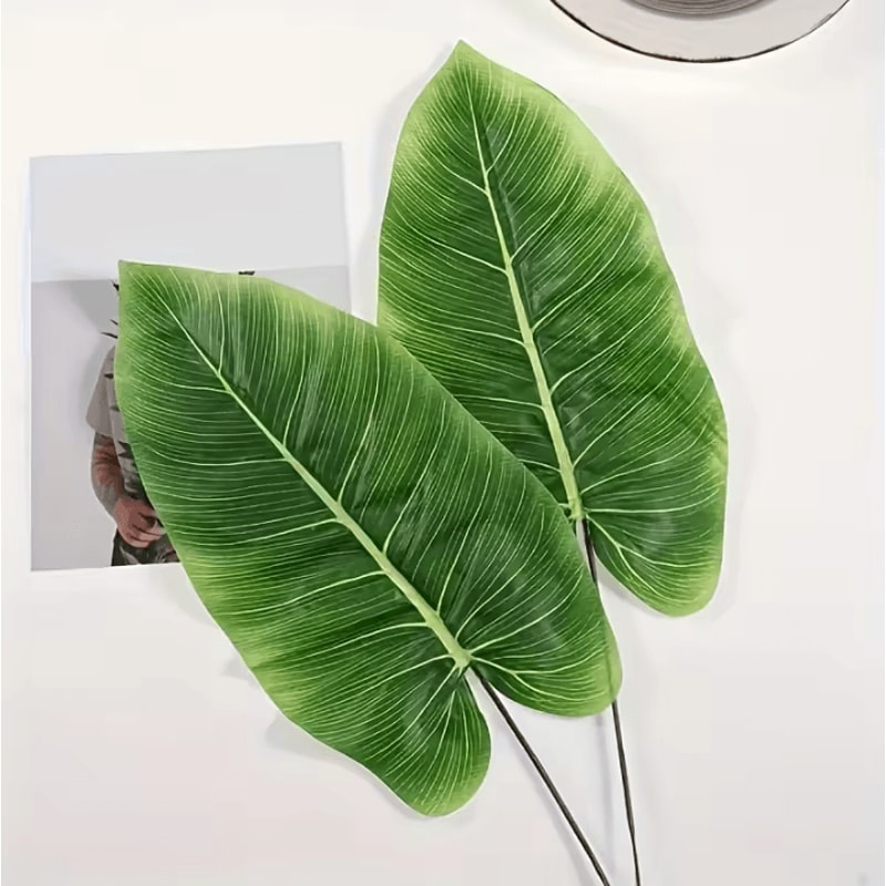 10PCS Artificial Banana Leaf Palm Branches Realistic Green Foliage Decoration For Wedding Christma 3