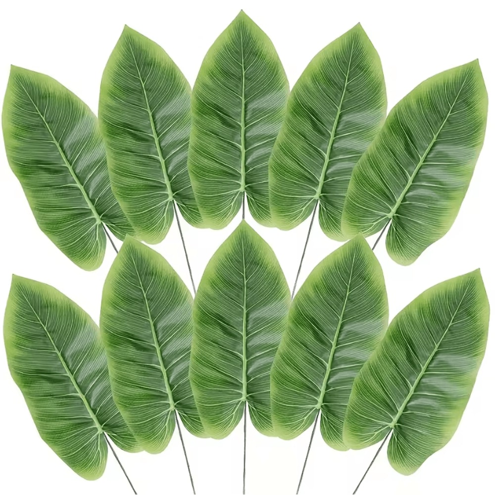 10PCS Artificial Banana Leaf Palm Branches Realistic Green Foliage Decoration For Wedding Christma 0