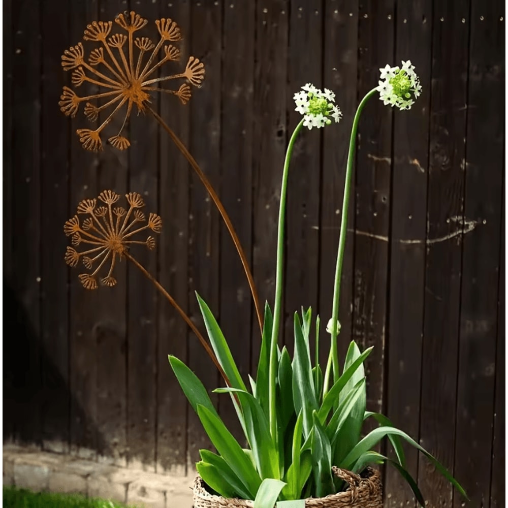 1PC Metal Metal Garden Stake Decorative Flower Patio Planter Outdoor Yard Decoration Stylish Decor 1