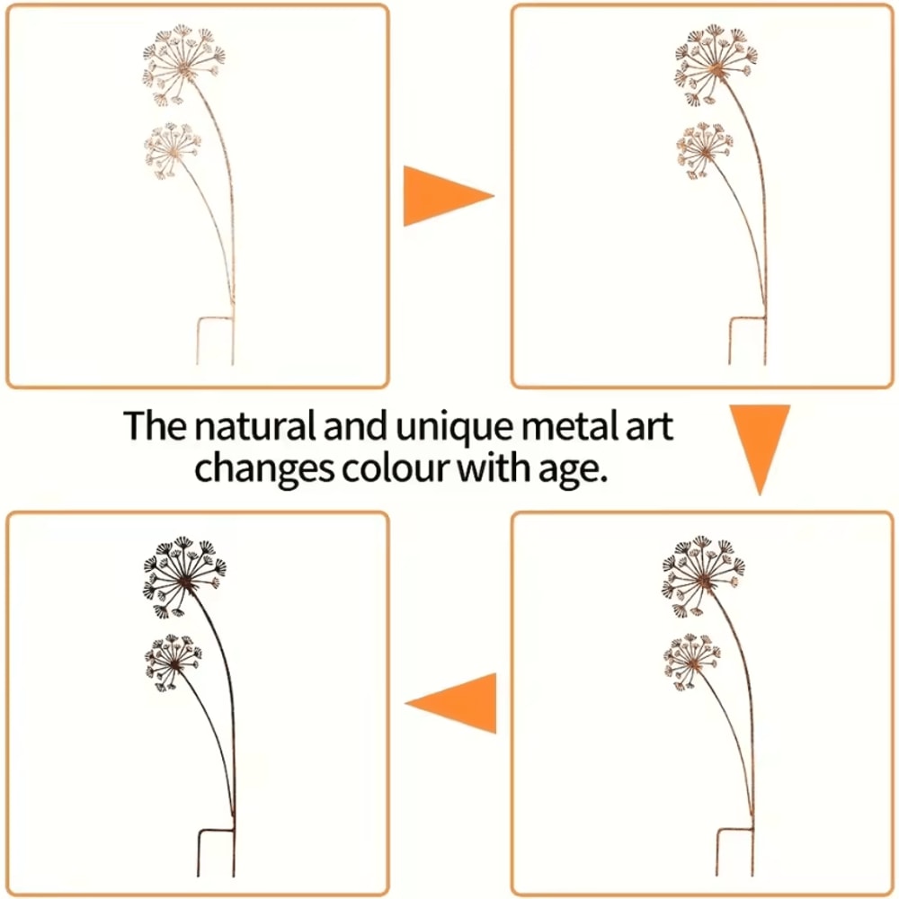 1PC Metal Metal Garden Stake Decorative Flower Patio Planter Outdoor Yard Decoration Stylish Decor 4