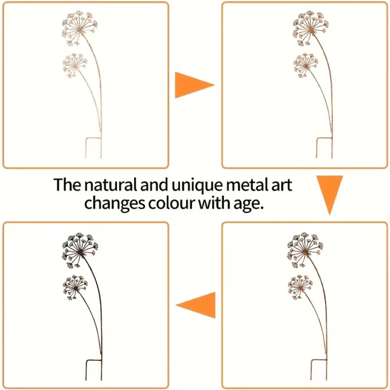 1PC Metal Metal Garden Stake Decorative Flower Patio Planter Outdoor Yard Decoration Stylish Decor 4