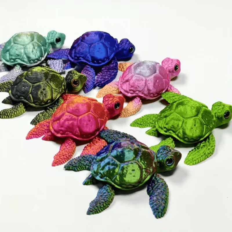 Set Of 3D Printed Turtle Figurines With Movable Joint Desk Ornaments Creative Desktop Decorations A 1