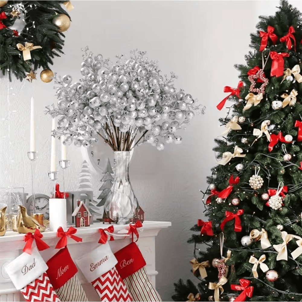 10Pack Christmas Berry Decorations Artificial Berry Bouquet Set For Xmas Tree Ornaments And Holida 3
