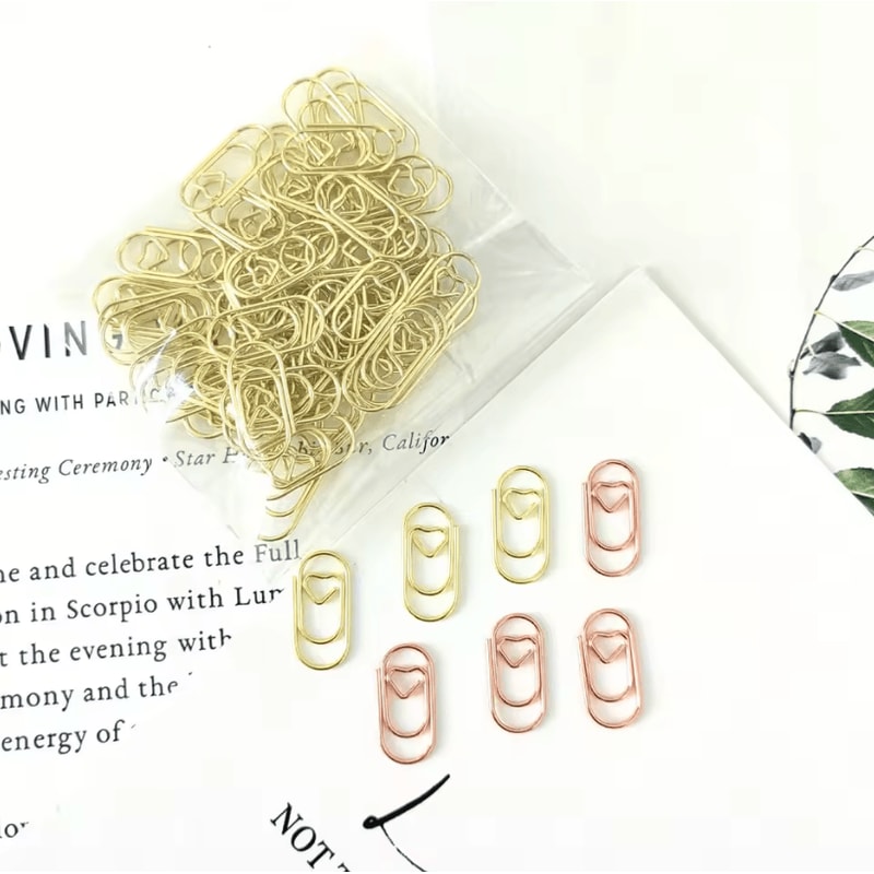 100PCS Mini Heart Shaped Paper Clips Cute Decorative Paperclips For Office School Home Organizatio 0