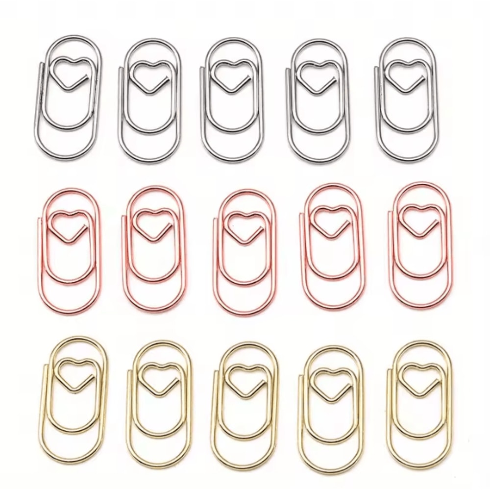 100PCS Mini Heart Shaped Paper Clips Cute Decorative Paperclips For Office School Home Organizatio 2