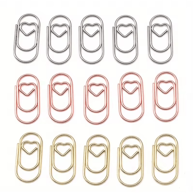 100PCS Mini Heart Shaped Paper Clips Cute Decorative Paperclips For Office School Home Organizatio 2