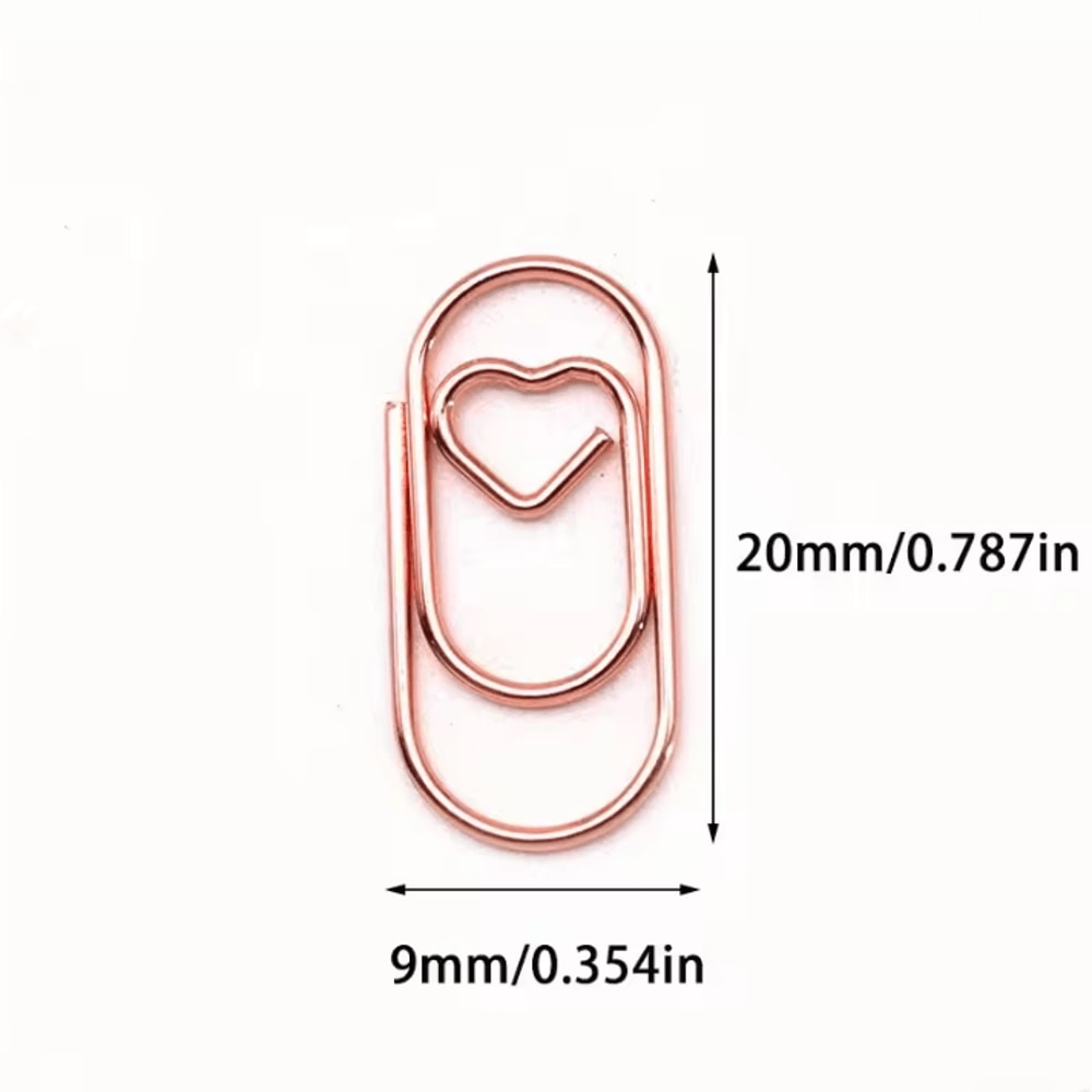 100PCS Mini Heart Shaped Paper Clips Cute Decorative Paperclips For Office School Home Organizatio 4