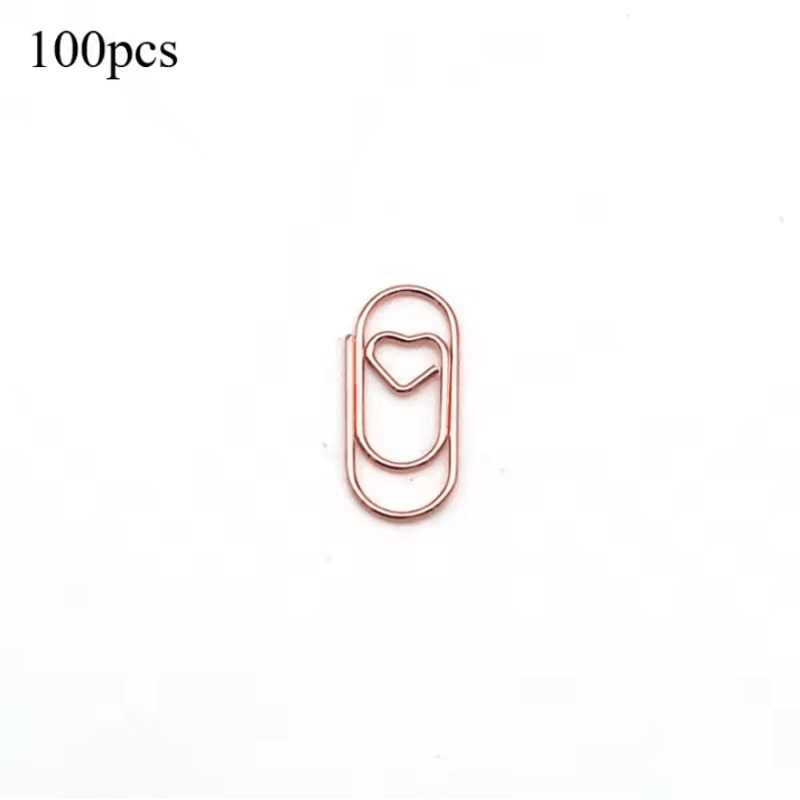 100PCS Mini Heart Shaped Paper Clips Cute Decorative Paperclips For Office School Home Organizatio 5