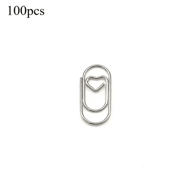100PCS Mini Heart Shaped Paper Clips Cute Decorative Paperclips For Office School Home Organizatio 6