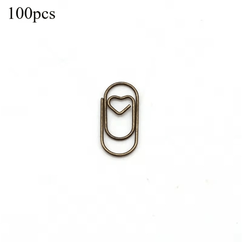 100PCS Mini Heart Shaped Paper Clips Cute Decorative Paperclips For Office School Home Organizatio 8